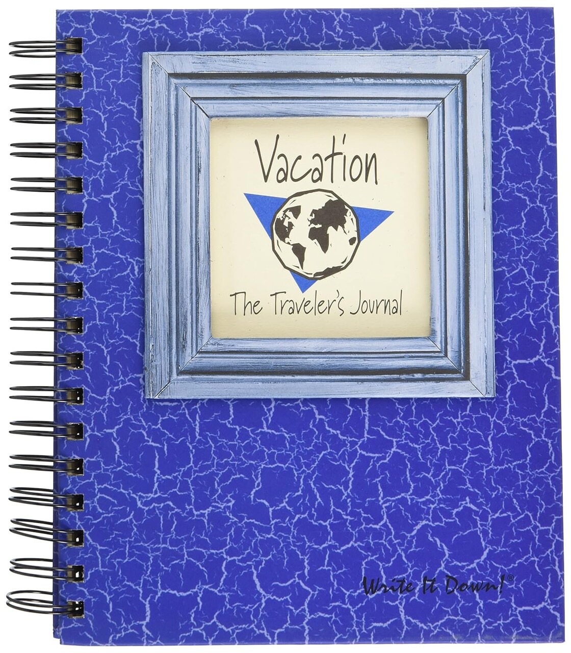 Write it Down series by Journals Unlimited, Guided Journal, Vacation, The Traveler's Journal, Full-size 7.5"x 9", Blue Hard Cover, Made in USA